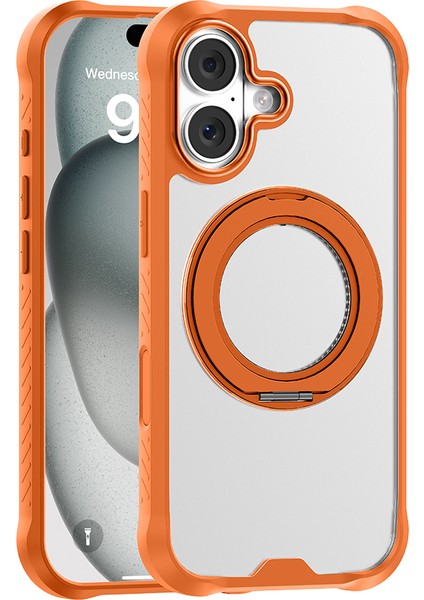 iPhone 17 Kılıf M-Safeli Parmak Ring Standlı Airbag Tasarımlı Mutural Obsidian Serisi Kapak Turuncu fiyatları