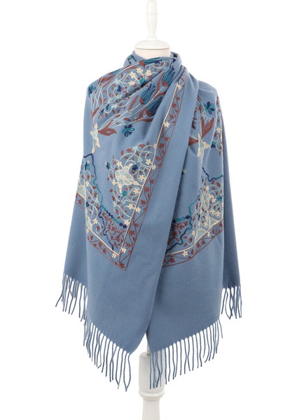 Indigo Nakışlı Kışlık Şal fiyatları