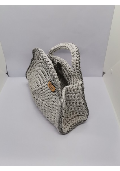 Kadın El Çantası Gri Makrome İp Örgü El Yapımı fiyatları