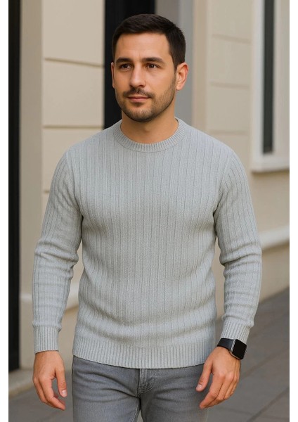 Erkek Fitilli Triko Kazak 2’li Set – Siyah & Gri, Kalın Dokuma Pamuklu Regular Fit Bisiklet Yaka Uzun Kollu Rahat Kışlık Kazak Kombini modelleri