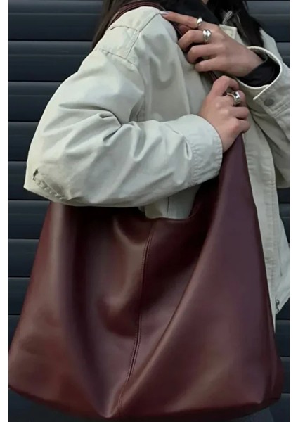 Büyük Boy Salaş Suni Deri Kadın El Kol Omuz Çantası fiyatları