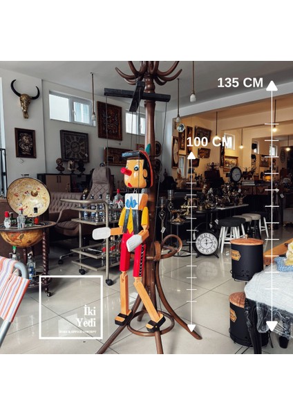 Dev Pinokyo Kukla Heykeli 135 cm – Tavandan Asmalı Renkli Duvar Dekoru, Anaokulu Kreş Objeleri