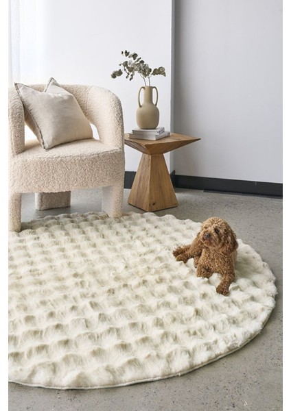 Aveline Collection Yuvarlak Cloudy Peluş Halı Dekoratif Yumuşacık Yıkanabilir Kaymaz Taban Yolluk