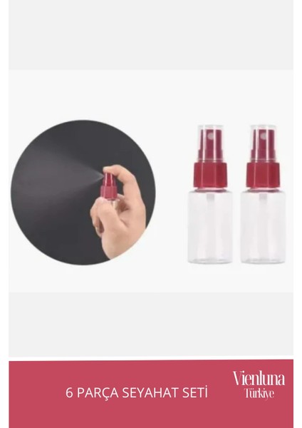 Premium Ürün Özel Çantalı Taşınabilir Tatil Seyahat Plaj Deniz Makyaj Krem Sprey Banyo Seti 6 Parça modelleri