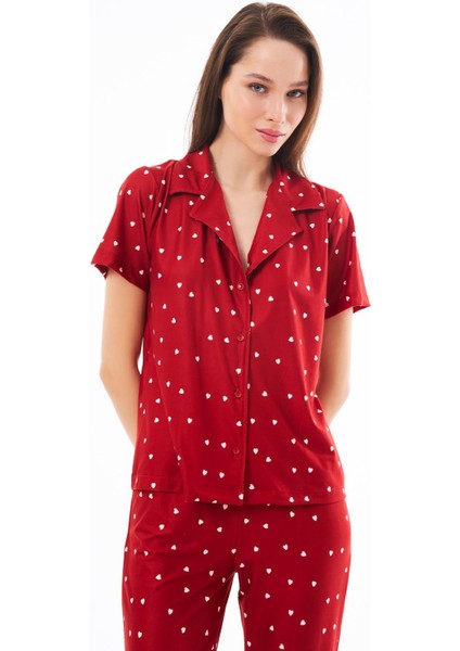 Krem Kalp Desenli Yumuşak Dokulu Kısa Kollu Gömlek modelleri