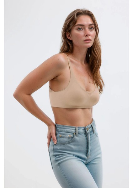 Kahverengi Lazer Kesim Dikişsiz Sütyen Çıkarılabilir Pedli Hayalet Sütyen Dantel Detay Ayarlanabilir modelleri