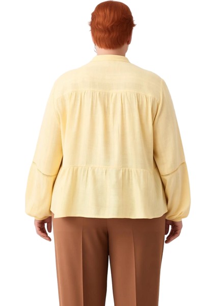 Kadın Dokulu Kumaş Bağlamalı V Yaka Uzun Kollu Bluz Rahat Kesim Günlük Kullanım Fonksiyonel fiyatları