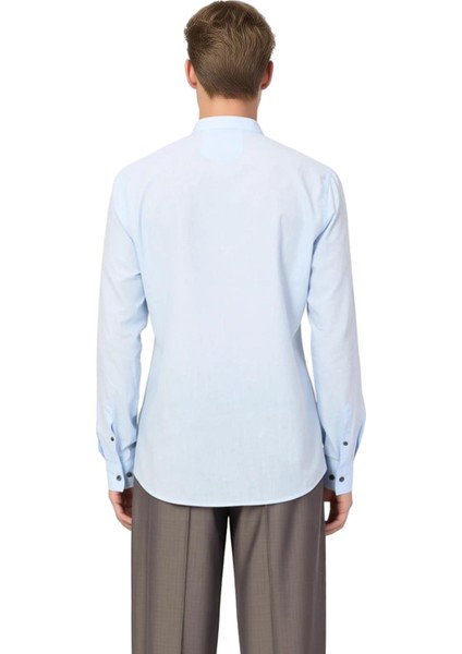 Erkek Keten Görünümlü Pamuklu Hakim Yaka Slim Fit Uzun Kollu Modern Kesim Gömlek Dayanıklı fiyatları