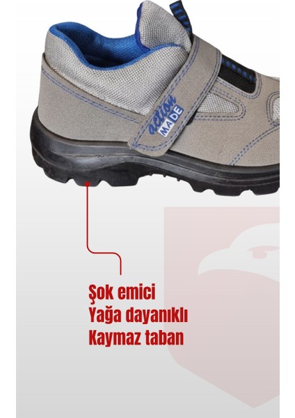 Made Action S1 Src Gri Kaymaz, Nefes Alabilir, Hafif, Çelik Burunlu, Ergonomik Tabanlı Iş Güvenliği Ayakkabısı indirimleri