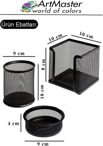 Masaüstü Büro Seti Metal Siyah 8 Parça Kalemlik Evrak Rafı 3 Lü Delgeç Zımba Makinesi Notluk Çöp Kovası Ataç modelleri