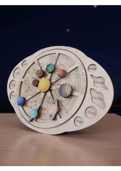 Hareketli Renkli Güneş Sistemi ve Gezegenler ile Takım Yıldızları Eğitici Ahşap Oyuncak fiyatları