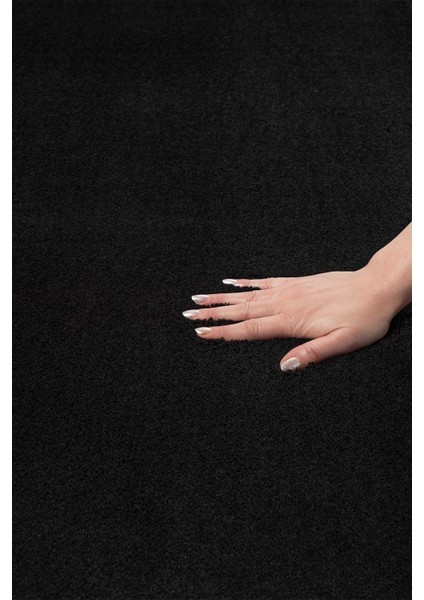 Cloudy Siyah Yuvarlak Saçaklı Peluş Halı Yumuşacık Yıkanabilir Kaymaz Taban Salon Oturması Koridor modelleri