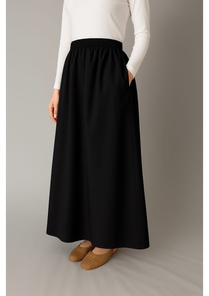 Gümüş collection, cepli,Gabardin Etek, renk siyah