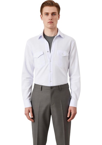 Erkek Regular Kesim Dokulu Gömlek Günlük Stilinizi Tamamlayan Konforlu Bir Parça Dayanıklı fiyatları