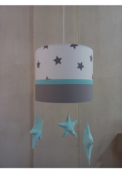 Yeşil Sarkıtlı Yıldızlı M-369 Kumaş Kaplama Avize Çocuk Odası ve Bebek Odası Avize Aydınlatma Sarkıt