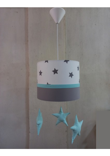 Yeşil Sarkıtlı Yıldızlı M-369 Kumaş Kaplama Avize Çocuk Odası ve Bebek Odası Avize Aydınlatma Sarkıt fiyatları