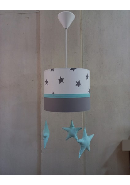 Yeşil Sarkıtlı Yıldızlı M-369 Kumaş Kaplama Avize Çocuk Odası ve Bebek Odası Avize Aydınlatma Sarkıt modelleri