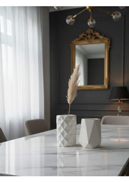 2'li Dekoratif Vazo Seti, Geometrik Iskandinav Vazo, Modern Ev Aksesuarı, Minimaslist Vazo,11 cm modelleri