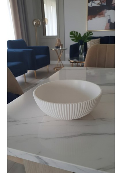 Modern Şık Dekoratif Kase | Doğal Taş Tozu Malzeme | Yatak Odası Dresuar Veya Konsol Üstü Aksesuarı