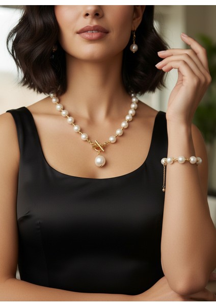 Büyük Inci Kolye,bileklik ve Küpe Seti fiyatları