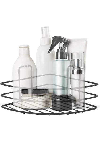 Kendiliğinden Yapışkanlı Montaj Gerektirmeyen Tek Katlı Banyo Askı Köşe Şampuanlık Siyah (4887) fiyatları