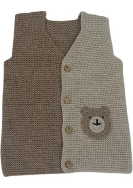 Ayıcık Modeli Örgü Erkek Bebek Yeleği