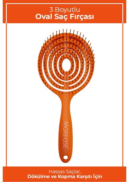 Pro Üç Boyutlu Oval Saç Fırçası Turuncu