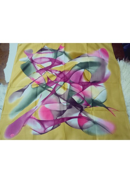 %100 Pamuk Çiçek Desen Motifli Kışlık Pamuklu Eşarp Fular 100X100 cm