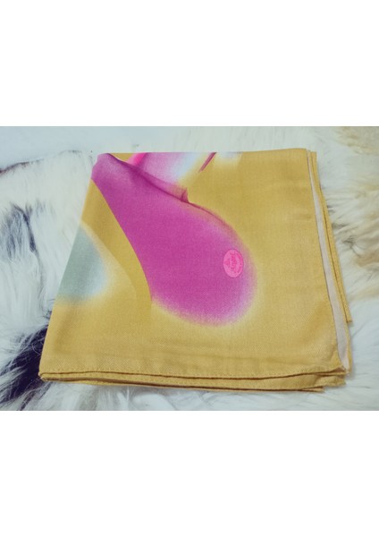 %100 Pamuk Çiçek Desen Motifli Kışlık Pamuklu Eşarp Fular 100X100 cm