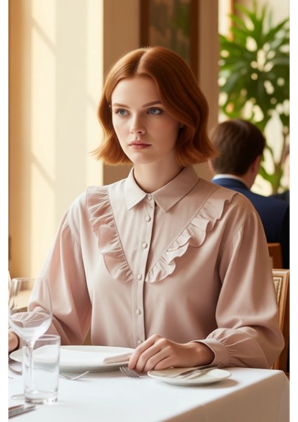 Kadın Fırfır Detaylı Uzun Balon Kollu Dokuma Gömlek Günlük ve Şık Kombinler Oluşturma Spor fiyatları