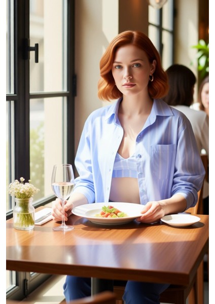 Kadın Çizgili Oversize Dokuma Gömlek Fonksiyonel Dayanıklı Kaliteli Konforlu Estetik Rahat fiyatları