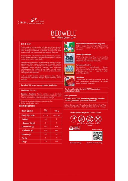 Nutri Quick – Freeze Dried Dondurularak Kurutulmuş Erik & Incir