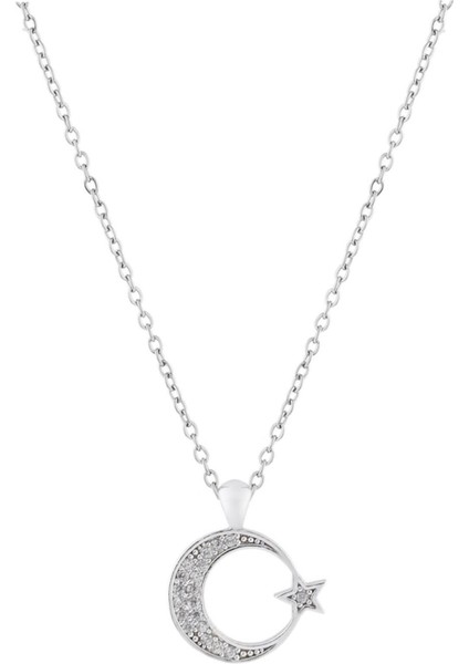 Zirkon Kolye Silver 45 cm