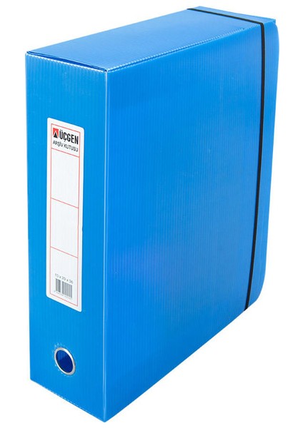 Üçgen Proje Kutusu Plastik Lastikli Battal Geniş 29X36X15 Mavi ( 50 Adet )