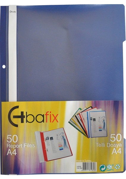 Bafix Telli Dosya Plastik Xl Lacivert A4 (50 Li)