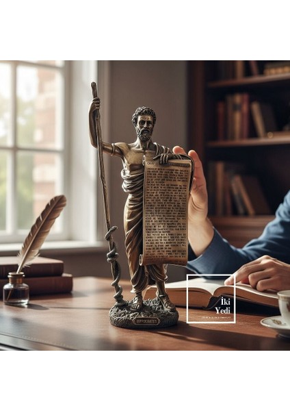 Bronz Kaplama Hipokrat Heykeli Tıp Sektörü Mesleki Objeler Dekoratif Figürler Doktora Hediye Ofis