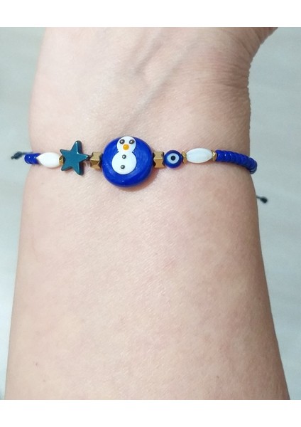 Elyapımı Cam Kardan Adam Hematit Yıldızlı Miyuki Round Boncuklu Yılbaşı Bileklik