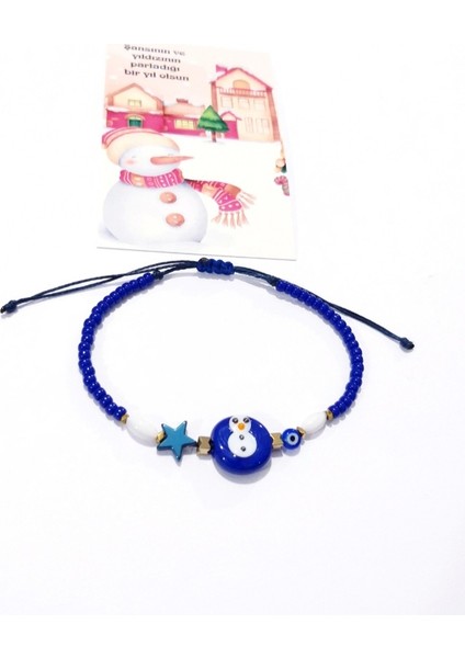 Elyapımı Cam Kardan Adam Hematit Yıldızlı Miyuki Round Boncuklu Yılbaşı Bileklik