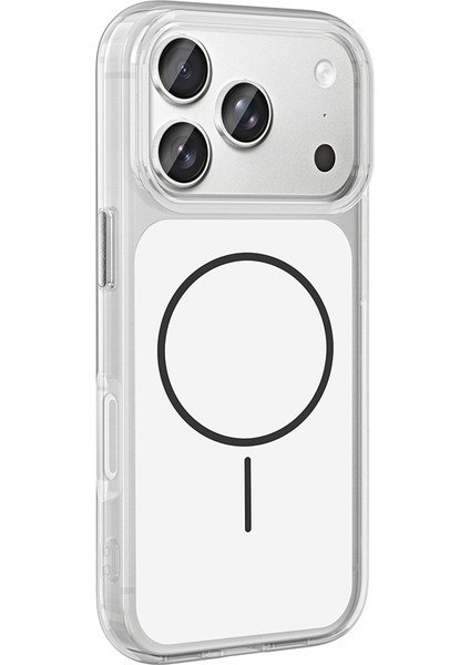 iPhone 17 Pro Kılıf M-Safe Şarj Özellikli Metal Buton Tasarımlı Zore Ikonik Sert Silikon Kapak - Siy indirimleri