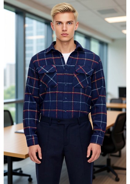 Erkek Kışlık Regular Fit Flanel Dokuma Uzun Kollu Kareli Gömlek Ceket Gün Boyu Konfor Sağlar fırsatları