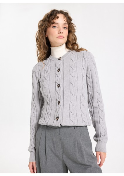 Gri Melanj Kadın Hırka J5WL-HRK7133