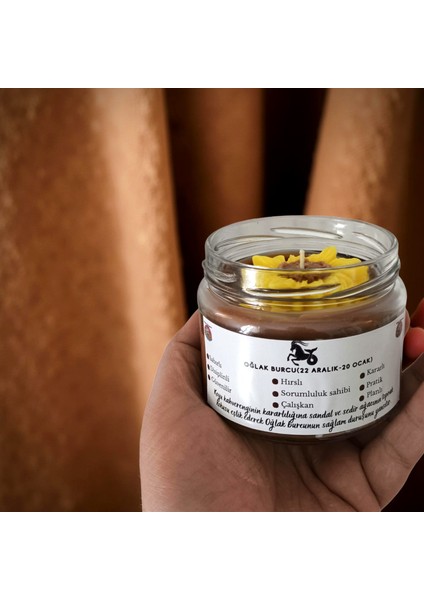 Oğlak Burcu Kokulu Mum – Kahverengi Soya Wax El Yapımı Sandal & Sedir Ağacı Mum modelleri