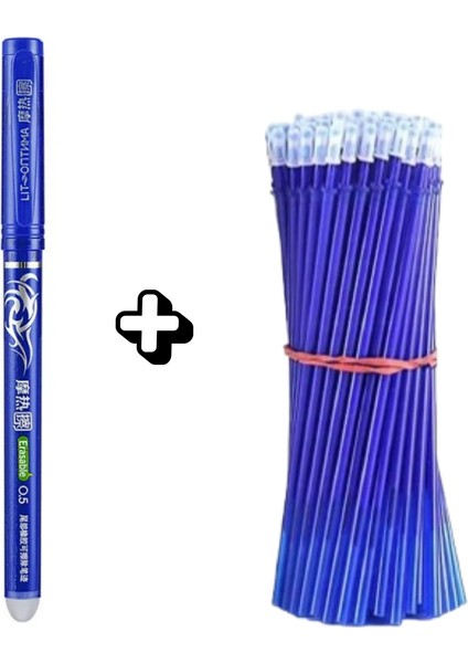 1 Kalem+20 Mavi Yedek Isıyla Uçan Kalem Kumaş Kalemi Evrak Yazmak Için Silinebilir Kalem Jel Kalem