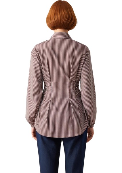 Kadın Bel Bağlama Detaylı Uzun Kollu Dokuma Gömlek Günlük Şıklık ve Konfor Sunan Modern Bir Tasarım indirimleri