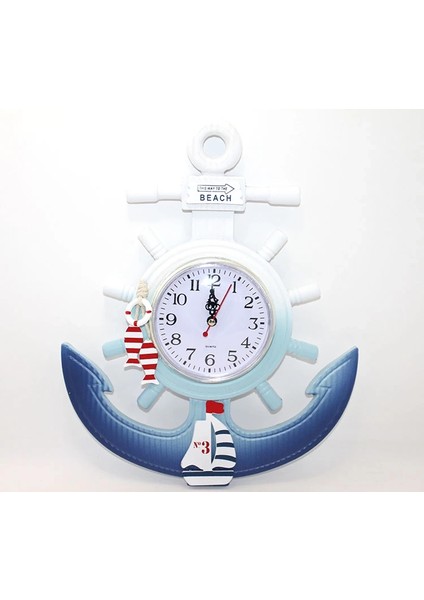 Ahşap Marin Dümenli ve Çapa Tasarımı Saat ALK2468