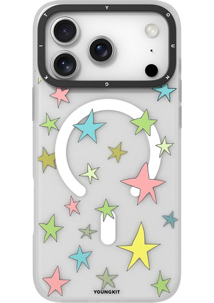 iPhone 17 Pro Max Uyumlu Kılıf M-Safe Şarj Özellikli Airbagli Youngkit Sweathart Serisi Kapak Gri