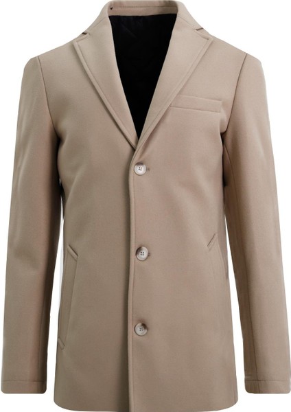 Koyu Bej Mono Yaka Kaban