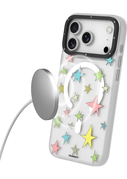 iPhone 17 Pro Max Uyumlu Kılıf M-Safe Şarj Özellikli Airbagli Youngkit Sweathart Serisi Kapak Gri indirimleri