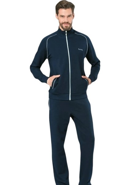 Erkek Fermuarlı Şeritli Dik Yaka Cepli Eşofman Takımı TH.CLVR.70.P.55C