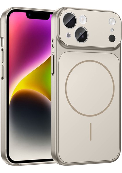 iPhone 15 Kılıf Zore M-Safe Şarj Özellikli Kamera Korumalı Formen Kapak - Gri